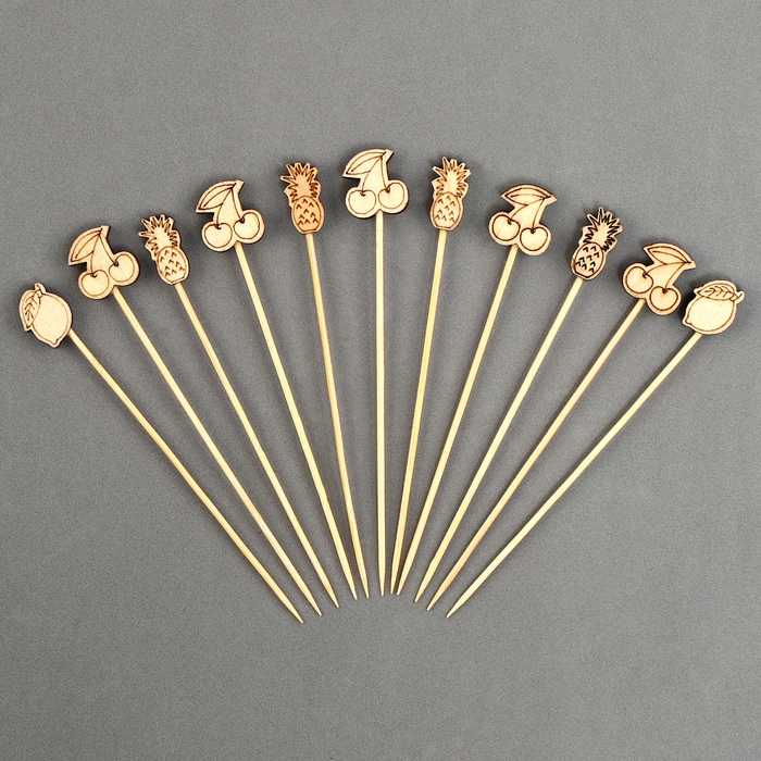 Шпажки деревянные «Фрукты», 11 см, набор 12 шт. Шпажки деревянные «Фрукты», 11 см, набор 12 шт.