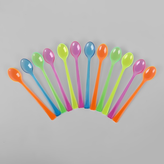 Ложки пластиковые, в наборе 12 штук, цвета МИКС Ложки пластиковые, в наборе 12 штук, цвета МИКС