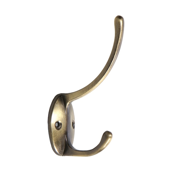 Крючок мебельный ТУНДРА TKD012, двухрожковый, бронза Крючок мебельный ТУНДРА TKD012, двухрожковый, бронза