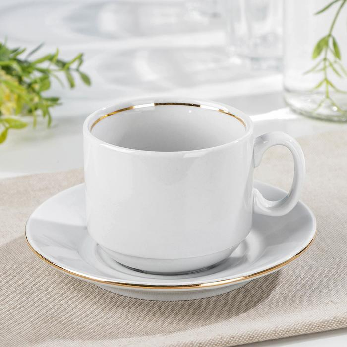 Чайная пара фарфоровая «Мокко», 220 мл, блюдце d=14 см Чайная пара фарфоровая «Мокко», 220 мл, блюдце d=14 см