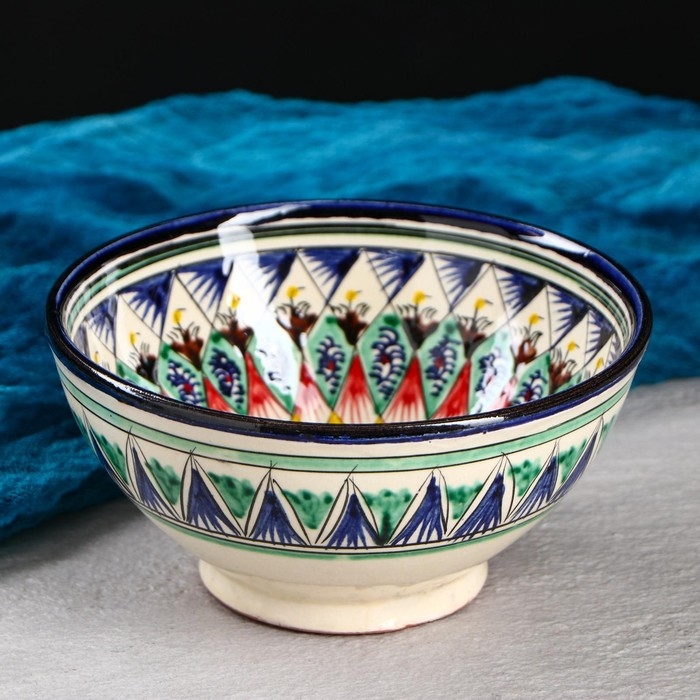 Коса Риштанская Керамика  Коса Риштанская Керамика "Цветы" 15 см, малая, синяя