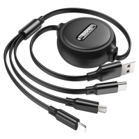 Кабель Hoco Х75, 3 в 1 Lightning/Micro/Type-C - USB, 2 А, 1 м, ПВХ, чёрный