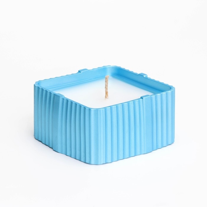 Свеча  Свеча "Квадрат"в подсвечнике с узкими гранями из гипса, 7,5х3,5см, голубой