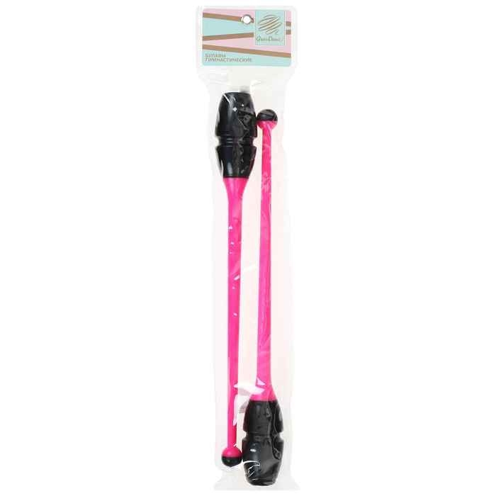Булавы для художественной гимнастики вставляющиеся Grace Dance, 36 см, цвет розовый/чёрный