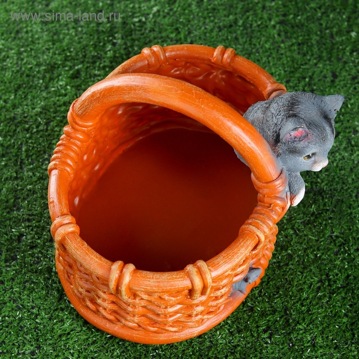 Фигурное кашпо Фигурное кашпо "Котёнок в лукошке" 24х22х19см