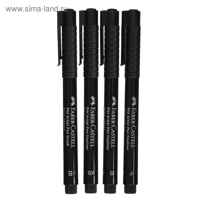 Набор ручек капиллярных 4 штуки (линеры XS, S, F; кисть B), Faber-Castell PITT® Artist Pen Manga, цвет черный Набор ручек капиллярных 4 штуки (линеры XS, S, F; кисть B), Faber-Castell PITT® Artist Pen Manga, цвет черный