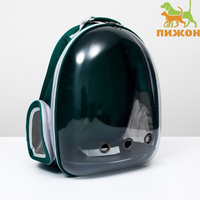 Рюкзак для переноски кошек и собак, прозрачный, 31 х 28 х 42 см, зелёный Рюкзак для переноски кошек и собак, прозрачный, 31 х 28 х 42 см, зелёный