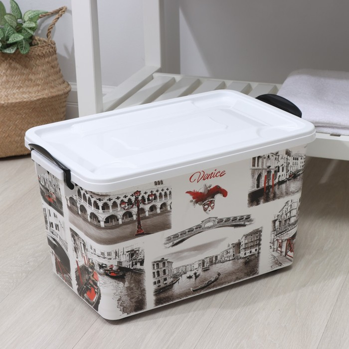 Контейнер для хранения с крышкой «Венеция», 35 л, 50,5×31×30 см, на колёсиках, цвет белый Контейнер для хранения с крышкой «Венеция», 35 л, 50,5×31×30 см, на колёсиках, цвет белый