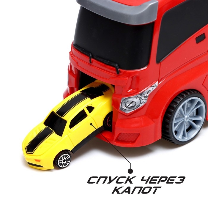 Грузовик &laquo;Перевозчик&raquo;, в наборе 5 машинок, 1 вертолёт, 4 дорожных знака