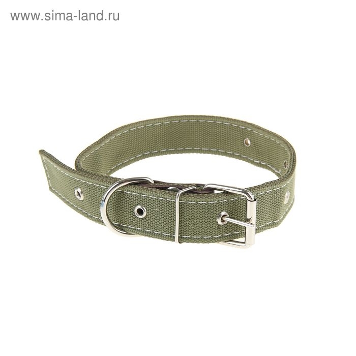 Ошейник брезентовый двухслойный, 72 х 3,5 см, ОШ 52-65 см, тёмно-зелёный Ошейник брезентовый двухслойный, 72 х 3,5 см, ОШ 52-65 см, тёмно-зелёный