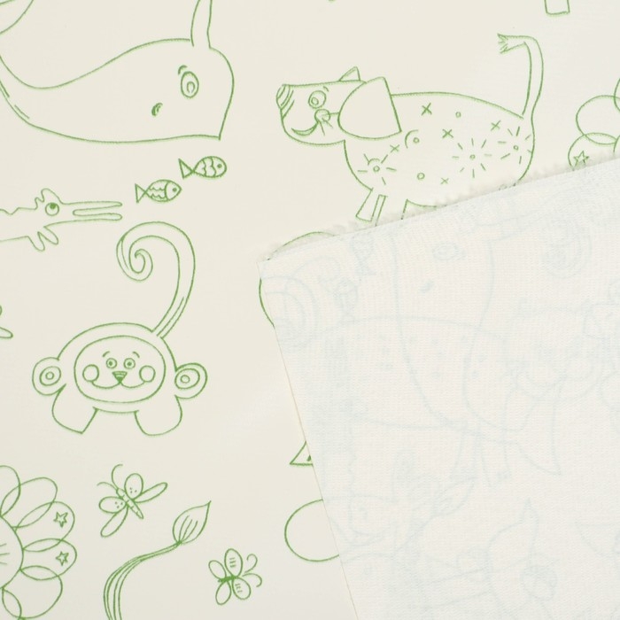 Клеенка детская «Мультики», р-р. 100х140 см., без окантовки, цвет белый/зеленый Клеенка детская «Мультики», р-р. 100х140 см., без окантовки, цвет белый/зеленый
