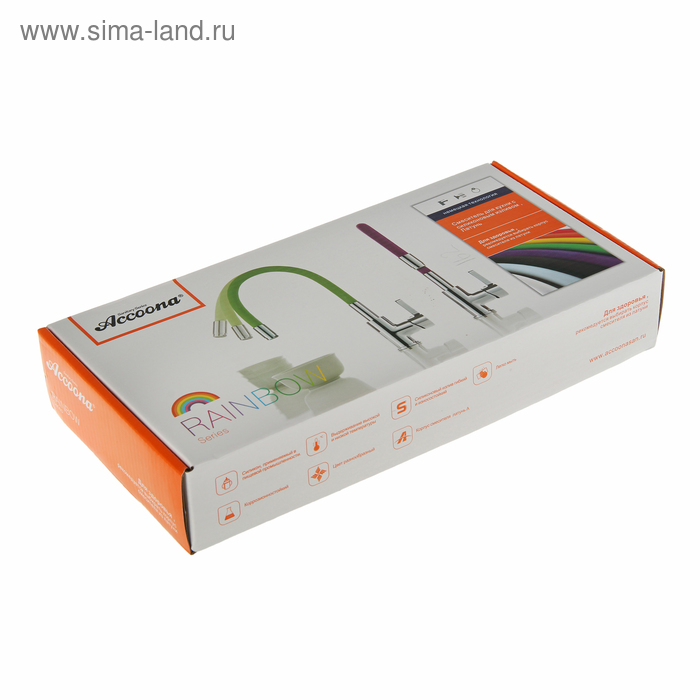 Смеситель для кухни Accoona A9890G, однорычажный, с силиконовым изливом, белый/хром Смеситель для кухни Accoona A9890G, однорычажный, с силиконовым изливом, белый/хром