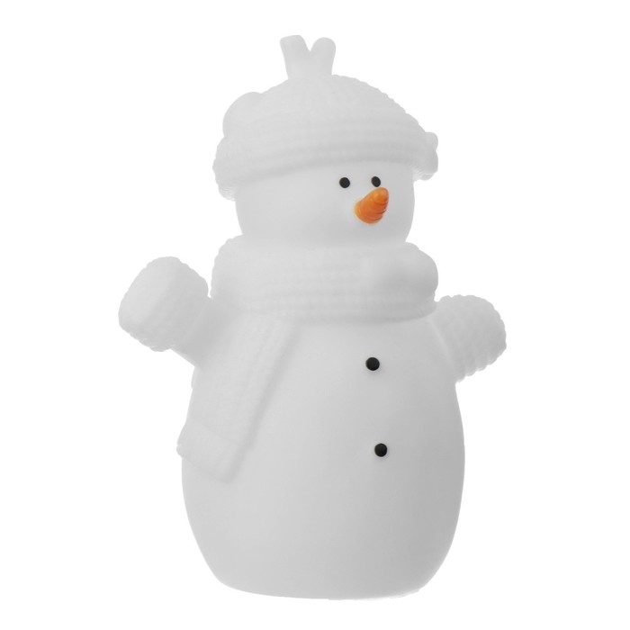 Ночник Ночник "Снеговик в шапке" LED от батареек 3хLR44 белый 7х7х12 см