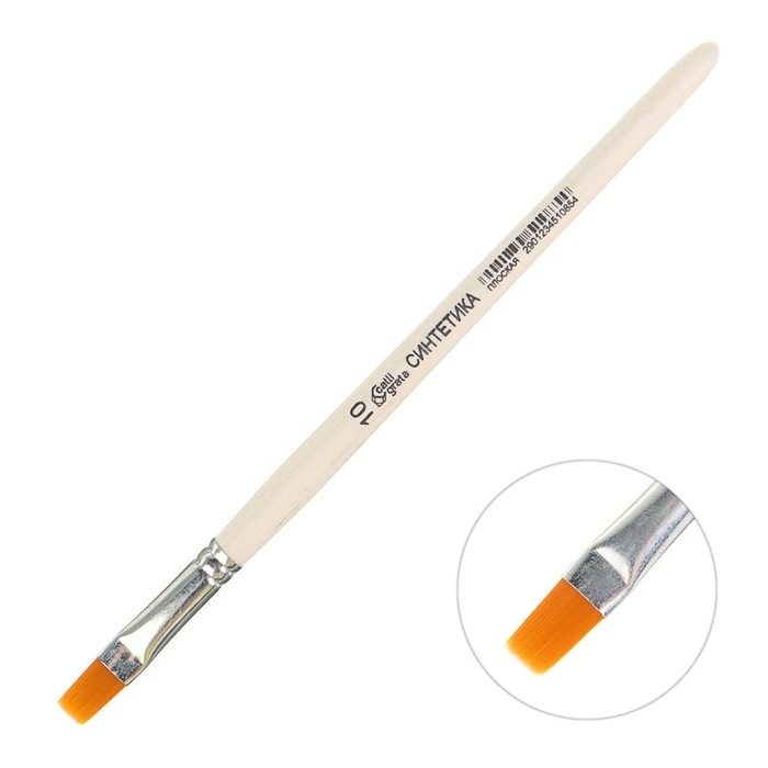 Кисть для рисования, Синтетика Плоская №10 (ширина обоймы 10 мм; длина волоса 13 мм), деревянная ручка, Calligrata Кисть для рисования, Синтетика Плоская №10 (ширина обоймы 10 мм; длина волоса 13 мм), деревянная ручка, Calligrata