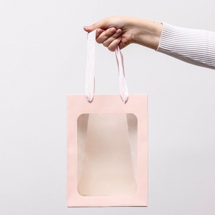 Пакет подарочный, с окном, 25 х 18 х 13 см, розовый, 1шт. Пакет подарочный, с окном, 25 х 18 х 13 см, розовый, 1шт.