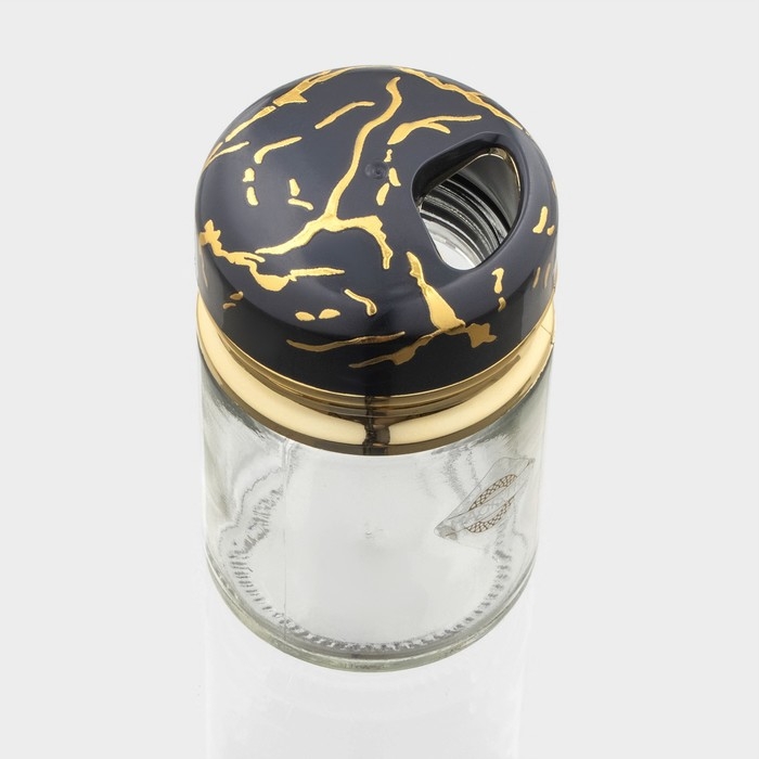 Солонка стеклянная Magistro «Чёрный мрамор», 150 мл, 5,5×9,5 см Солонка стеклянная Magistro «Чёрный мрамор», 150 мл, 5,5×9,5 см