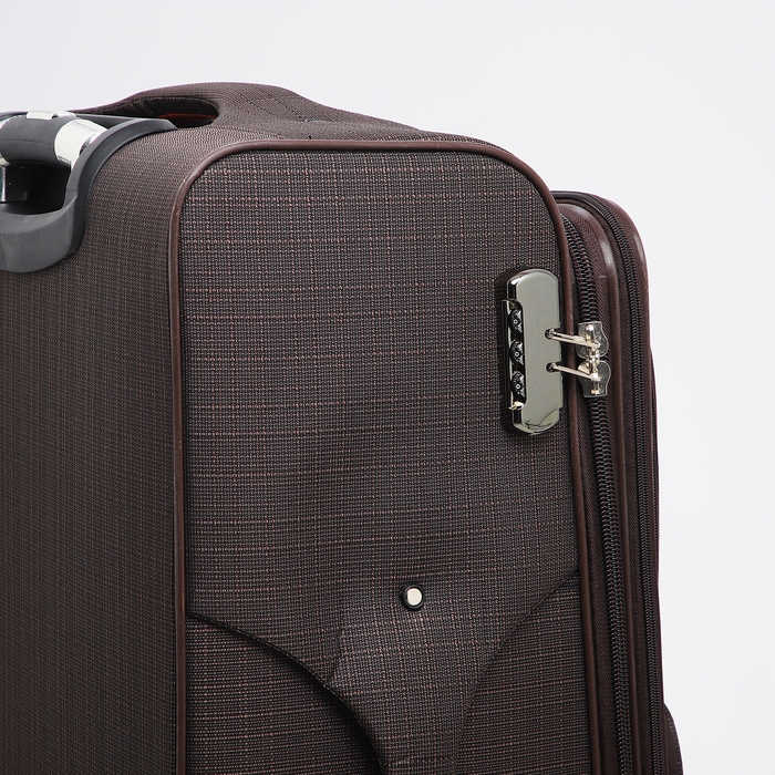 Чемодан большой 95 л (L), отдел на молнии, с расширением, кодовый замок, 4 колеса, 2 наружных кармана, цвет коричневый Чемодан большой 95 л (L), отдел на молнии, с расширением, кодовый замок, 4 колеса, 2 наружных кармана, цвет коричневый
