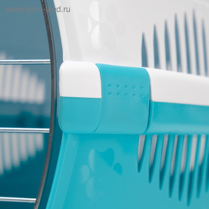 Переноска для животных до 12 кг  Переноска для животных до 12 кг "Пижон" 49х33х32см, металлическая дверь, бело-бирюзовая