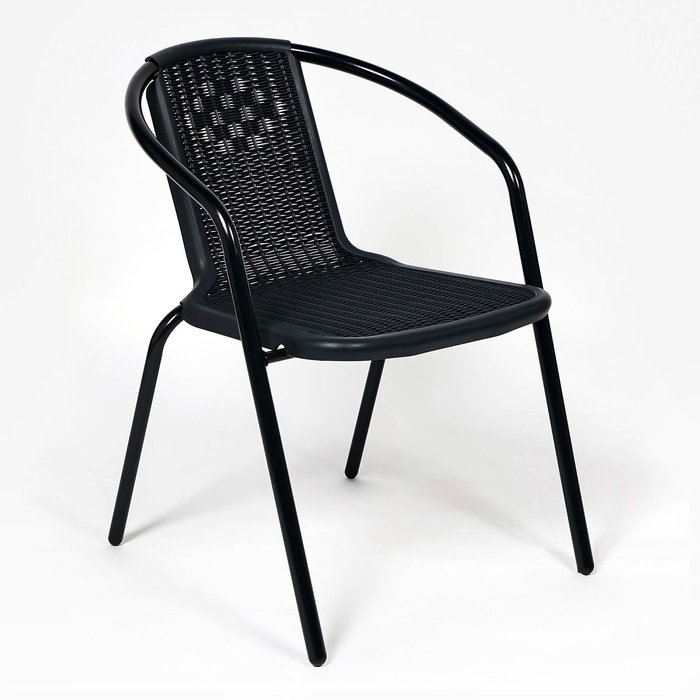 Набор садовой мебели: Стол квадратный 80 х 80 х 73 см и 2 стула черного цвета Набор садовой мебели: Стол квадратный 80 х 80 х 73 см и 2 стула черного цвета