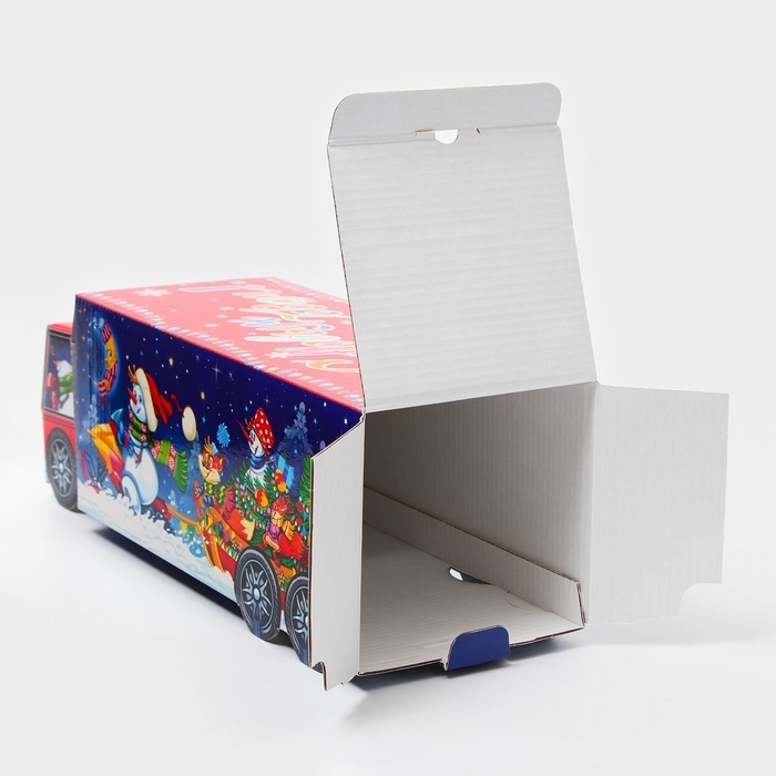 Новый год. Подарочная коробка Новогодняя Фура Новый год. Подарочная коробка Новогодняя Фура "Праздничный путь" с анимацией 36 х 11,5 х 11 см.