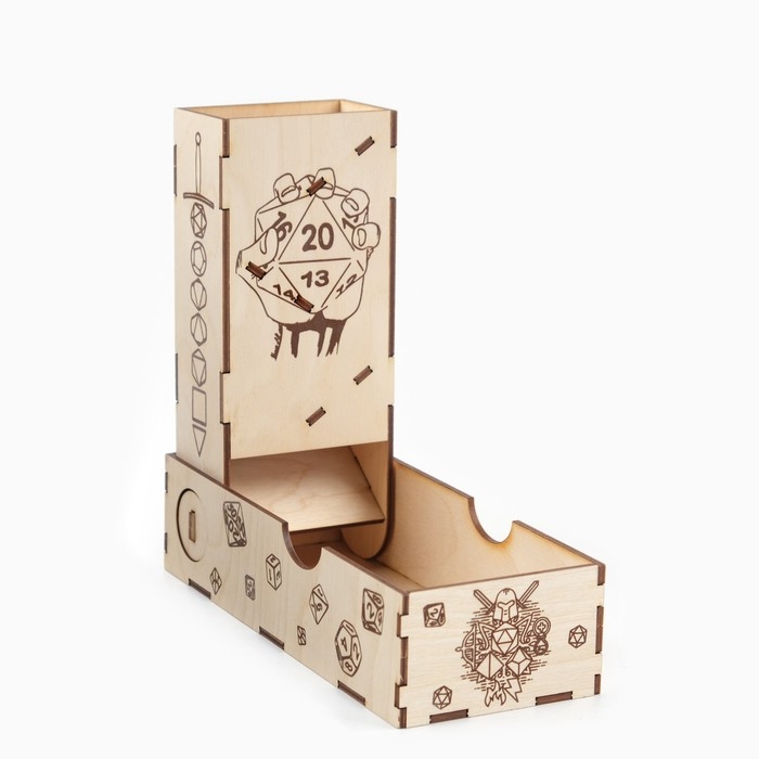 Башня для кубиков, игральных костей, дайсов  Башня для кубиков, игральных костей, дайсов "20", для настольных игр, днд, 20 х 8.5 х 5 см