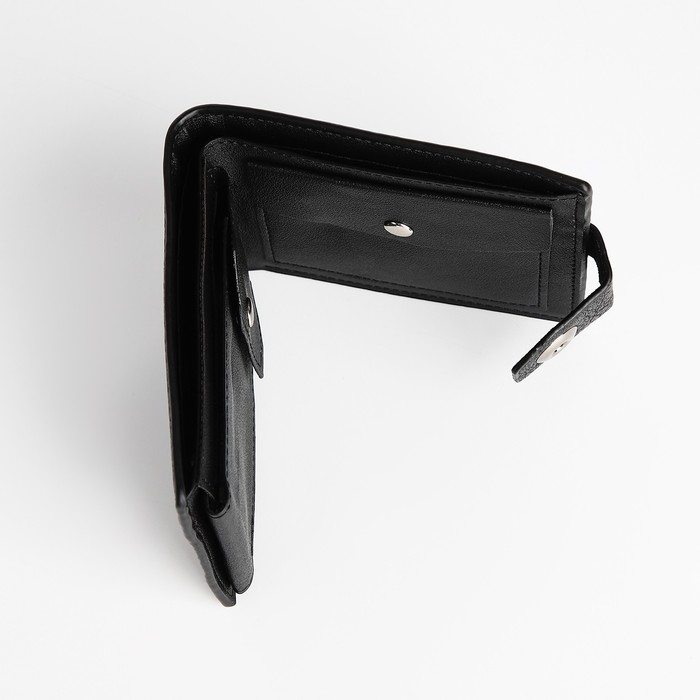 Портмоне мужское на магните, отдел для купюр, для карт, для монет, цвет чёрный Портмоне мужское на магните, отдел для купюр, для карт, для монет, цвет чёрный