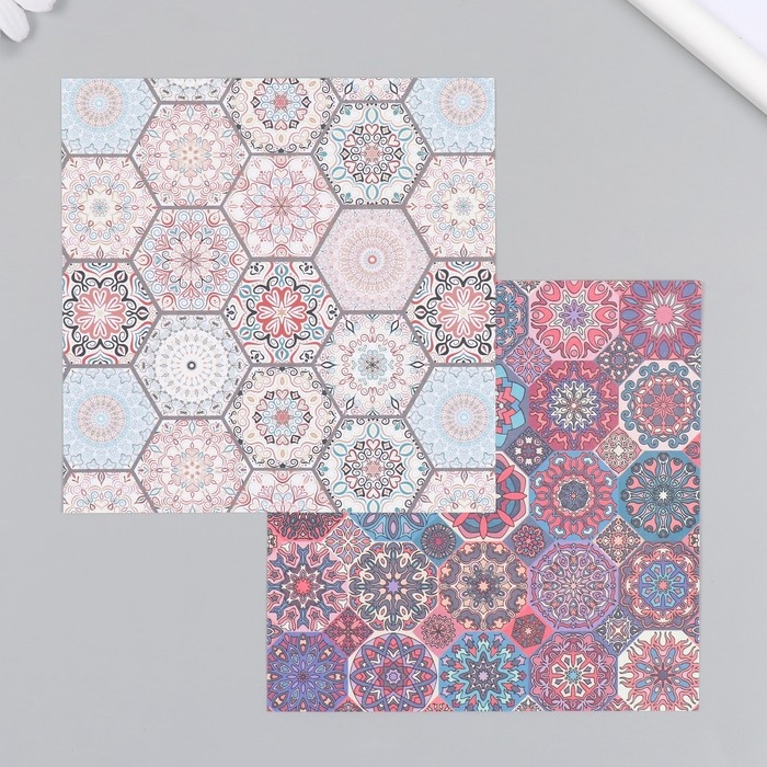 Набор бумаги для скрапбукинга 12 лист. 12 дизайнов Набор бумаги для скрапбукинга 12 лист. 12 дизайнов "Марокканские узоры" 160 гр 15,2х15,2 см