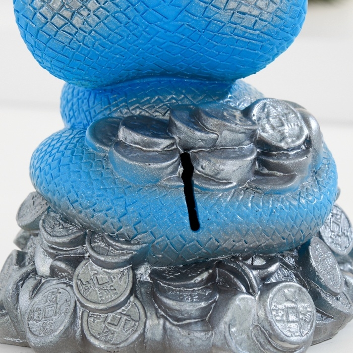 Копилка Копилка "Змея на деньгах" голубая, 16см
