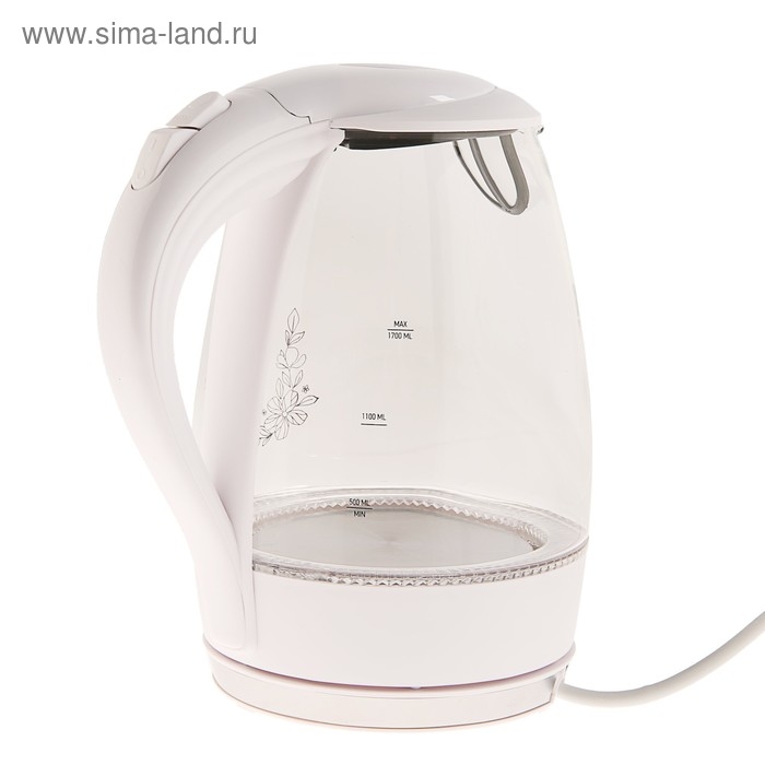 Чайник электрический ENERGY E-262, стекло, 1.7 л, 2200 Вт, белый Чайник электрический ENERGY E-262, стекло, 1.7 л, 2200 Вт, белый