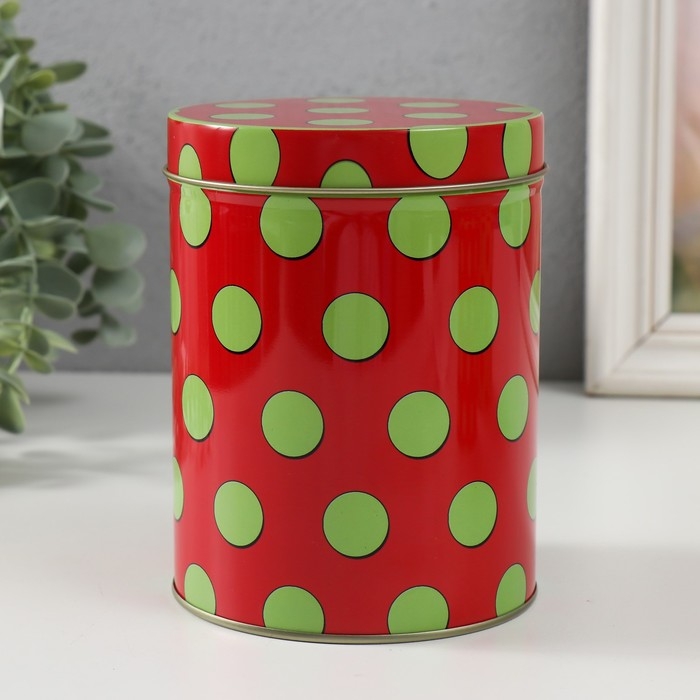 Шкатулка металл цилиндр Шкатулка металл цилиндр "Горошек" набор 3 шт 7,5х7,5х10,7 9х9х12,7 10,5х10,5х13,5 см
