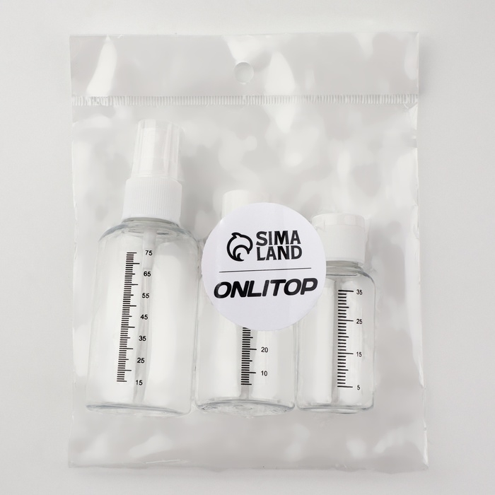 Набор для хранения, 3 предмета, со шкалой деления, цвет белый/прозрачный