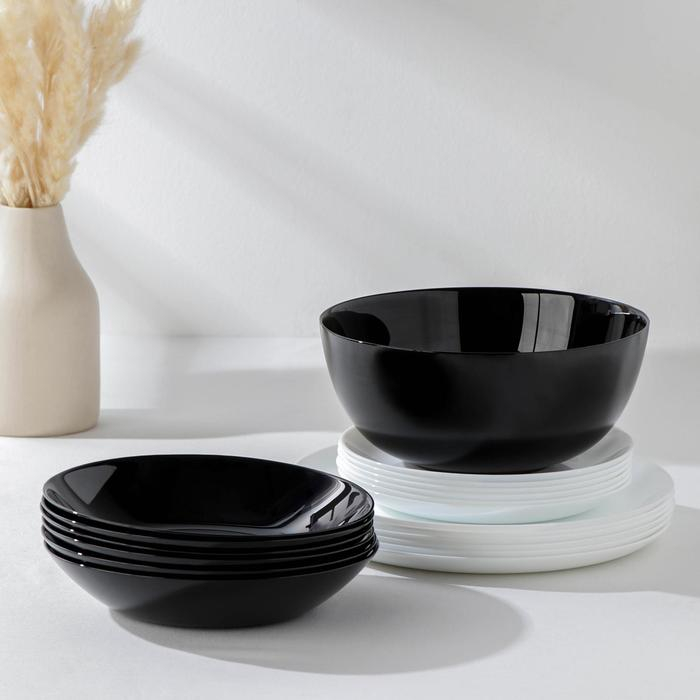 Сервиз столовый стеклокерамический Diwali, 19 предметов, цвет белый, чёрный Сервиз столовый стеклокерамический Diwali, 19 предметов, цвет белый, чёрный