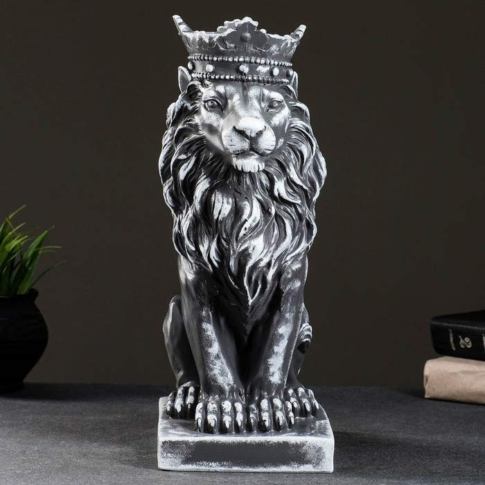 Копилка Копилка "Лев с короной" серый камень, 19х14х35см