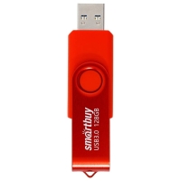 Флешка Smartbuy Twist, 128 Гб, USB 3.1, чт до 70 Мб/с, зап до 40 Мб/с, красная