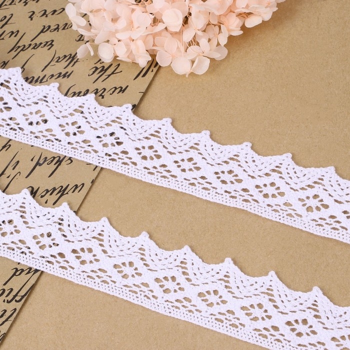 Кружево вязаное, 40 мм × 10 ± 1 м, цвет белый Кружево вязаное, 40 мм × 10 ± 1 м, цвет белый