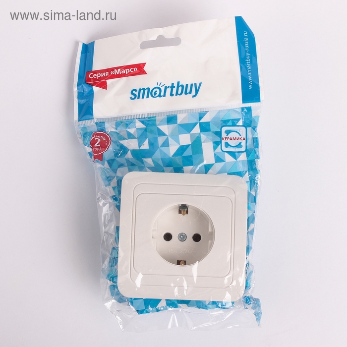 Розетка Smartbuy  Розетка Smartbuy "Марс", 16 А, с заземлением, белая