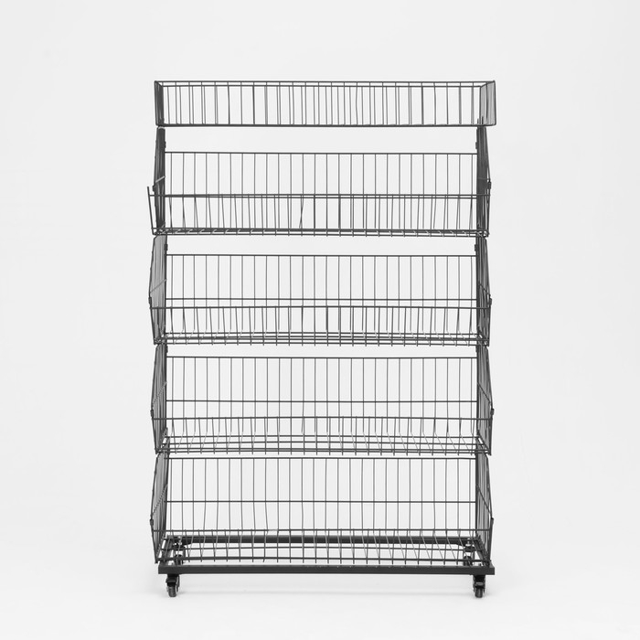 Накопитель разборный на колесах, 5 корзин с разделителями, 90×42×135 см, цвет чёрный Накопитель разборный на колесах, 5 корзин с разделителями, 90×42×135 см, цвет чёрный