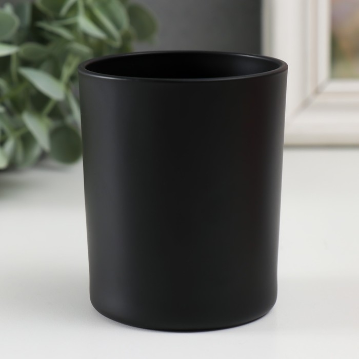 Банка для свечей стекло Банка для свечей стекло "Счастье не за горами" 220 мл чёрная, матовая 7х7х8,4 см