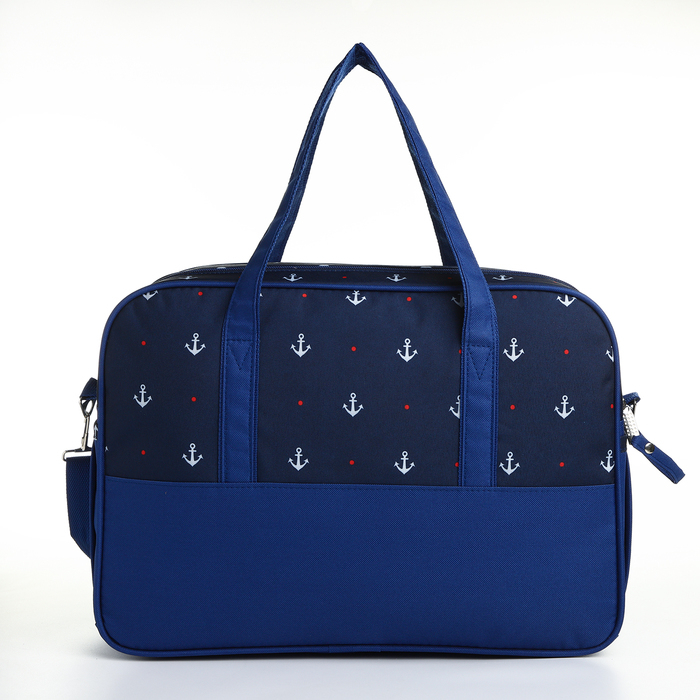 Сумка дорожная на молнии, 3 наружных кармана, длинный ремень, цвет синий Сумка дорожная на молнии, 3 наружных кармана, длинный ремень, цвет синий