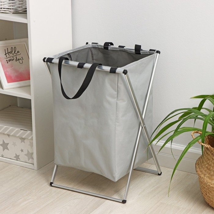 Корзина для белья Доляна «День стирки», складная, 35×45 см, цвет серый Корзина для белья Доляна «День стирки», складная, 35×45 см, цвет серый