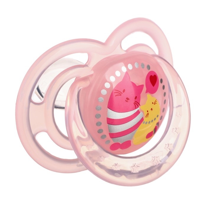 Соска - пустышка силиконовая ортодонтическая «Котик», от 6 мес., с колпачком, цвет розовый Соска - пустышка силиконовая ортодонтическая «Котик», от 6 мес., с колпачком, цвет розовый