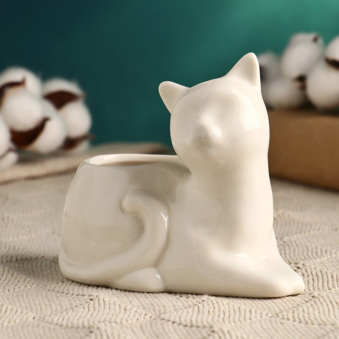Горшок Горшок "Котенок" белый, 13х10,5х12,5см