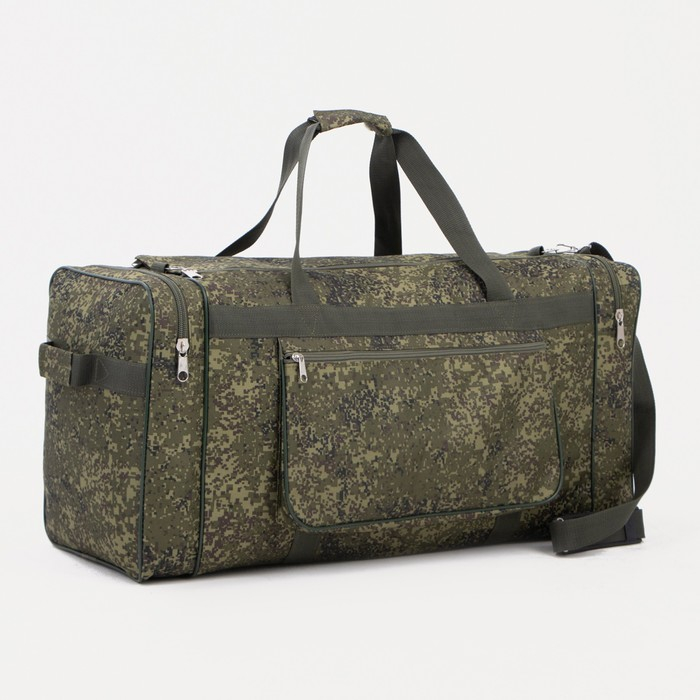 Сумка дорожная на молнии, 3 наружных кармана, длинный ремень, цвет хаки Сумка дорожная на молнии, 3 наружных кармана, длинный ремень, цвет хаки