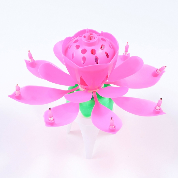 Свеча для торта музыкальная  Свеча для торта музыкальная "Бутон", крутящаяся, розовая, 14,5 см