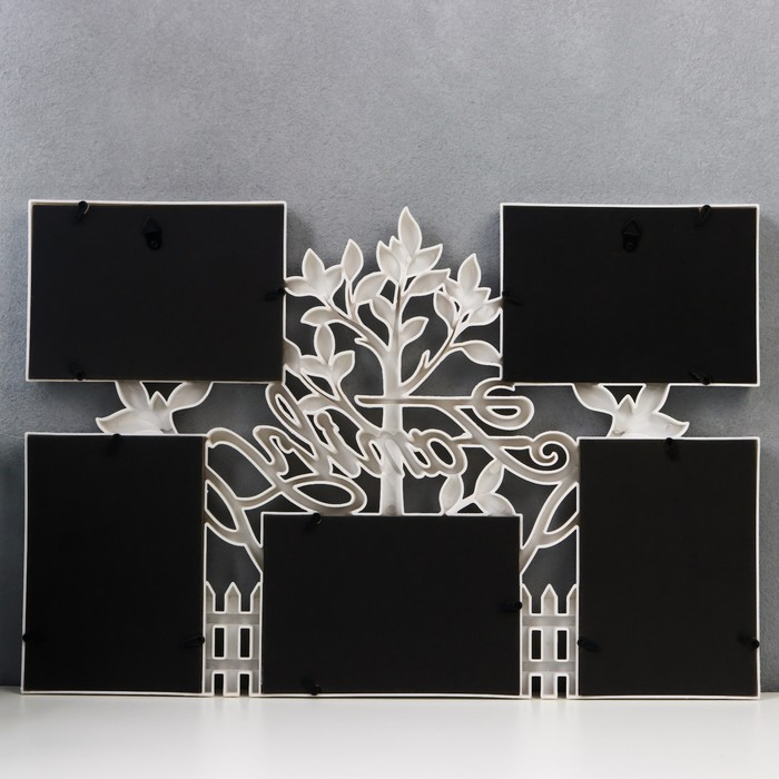 Фоторамка пластик на 5 фото 10х15 см Фоторамка пластик на 5 фото 10х15 см "Семейное деревце" белый 49,5х33,5 см