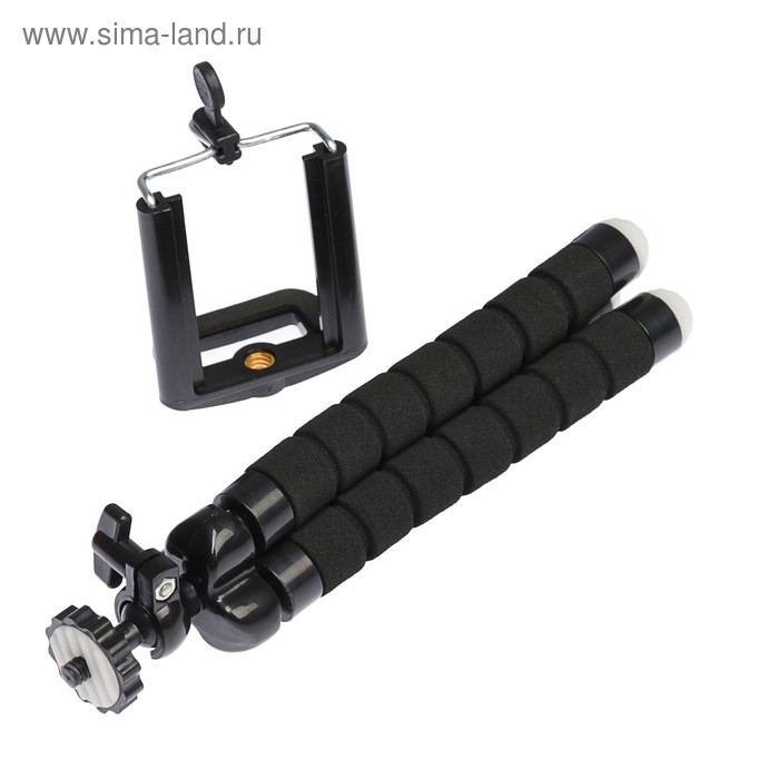 Штатив-тренога Luazon настольный, для телефона шириной до 7 см, гибкие ножки, высота 17 см, чёрный Штатив-тренога Luazon настольный, для телефона шириной до 7 см, гибкие ножки, высота 17 см, чёрный