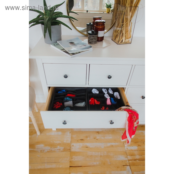 Органайзер для хранения белья Доляна «Тропики», 24 ячейки, 35×30×10 см, цвет синий Органайзер для хранения белья Доляна «Тропики», 24 ячейки, 35×30×10 см, цвет синий