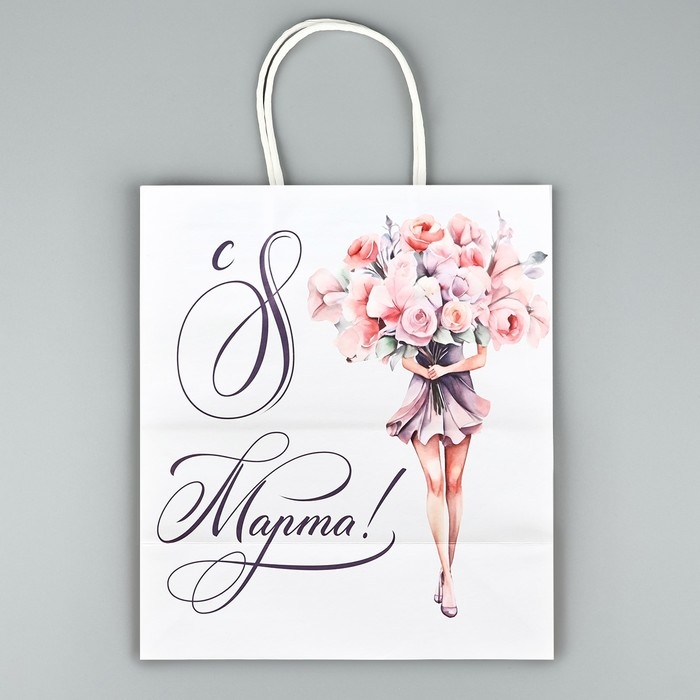 Пакет подарочный крафт «8 марта», цветы, 22 х 25 х 12 см Пакет подарочный крафт «8 марта», цветы, 22 х 25 х 12 см