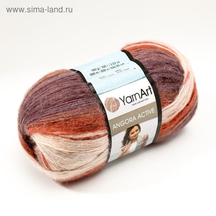 Пряжа Пряжа "Angora Active" 25% мохер, 75% акрил 500м/100гр (851 бел-красн-коричн)