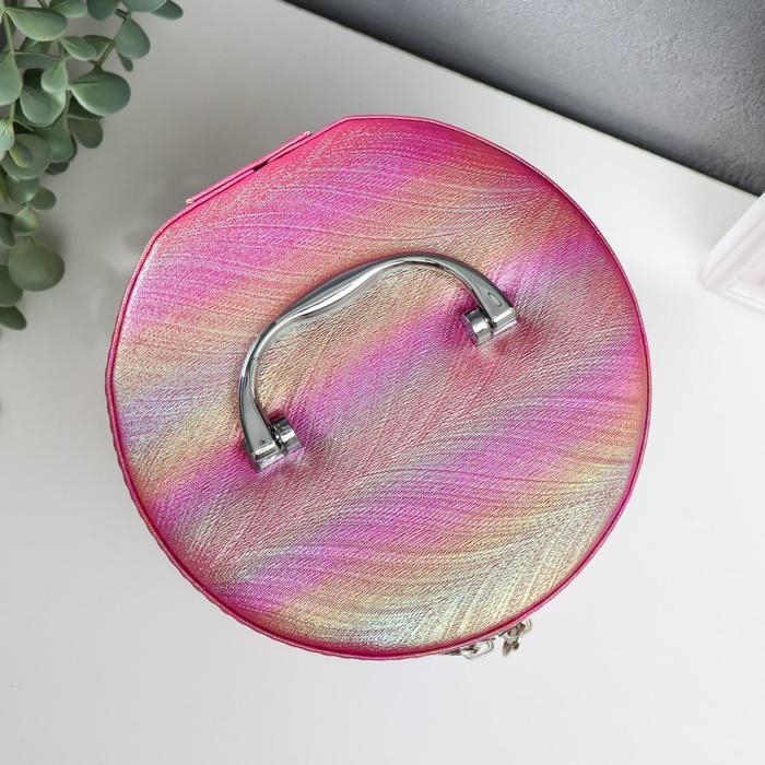 Шкатулка кожзам с зеркалом  Шкатулка кожзам с зеркалом "Полосы розовый оранж" н-р 3шт 14х14х14 17,5х17,5х17,5 20х20х20см   53860